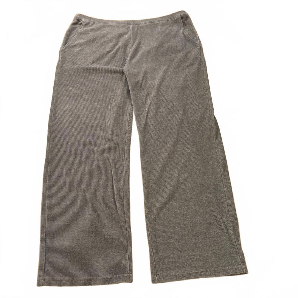 L.L. Bean Gray Wide Leg Lounge Pants Petite XL Stretchy Soft Cozy Pockets